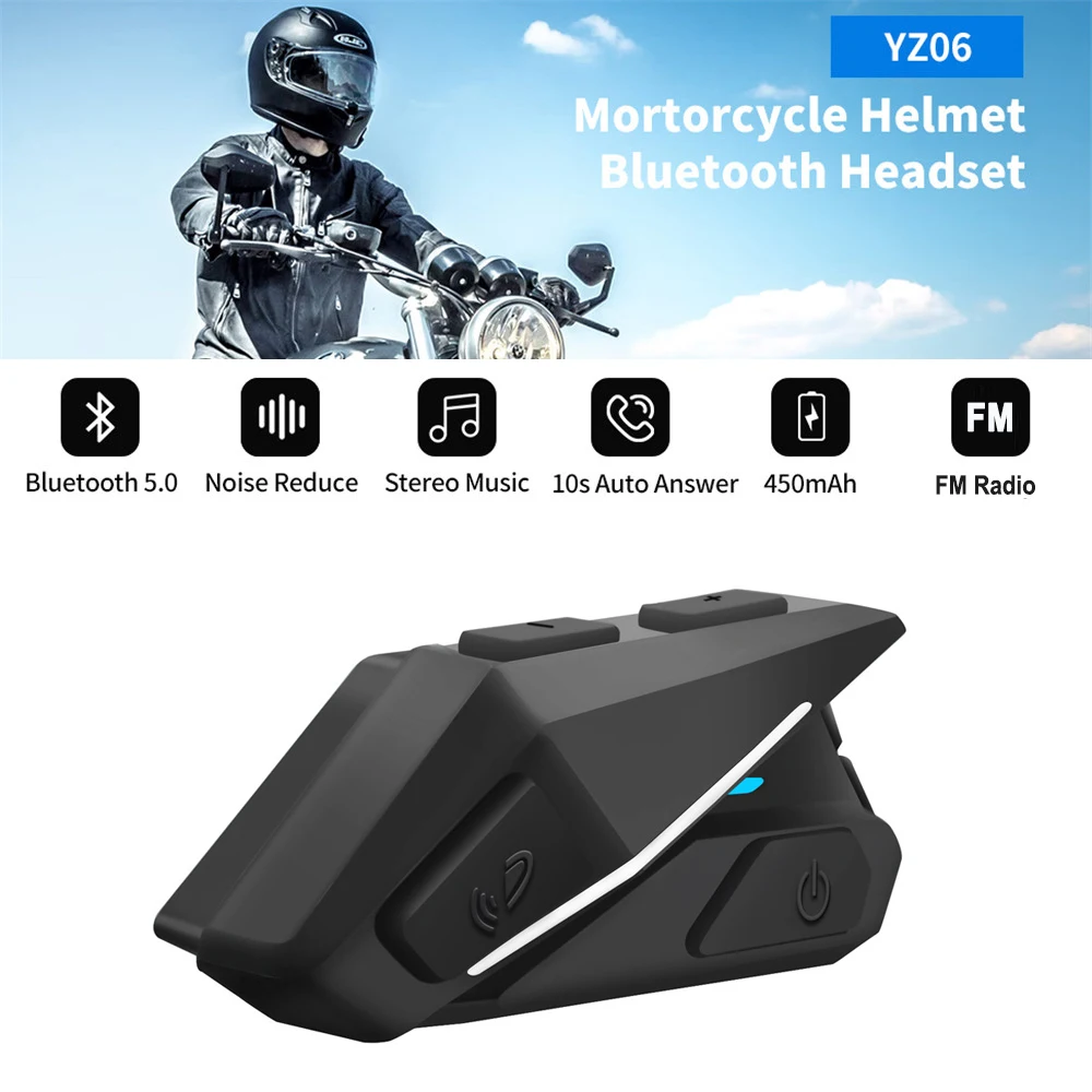 

Наушники Bluetooth 5,0 с шлемом для мотоцикла, беспроводные, водонепроницаемые, FM-радио, с шумоподавлением, музыкальный проигрыватель