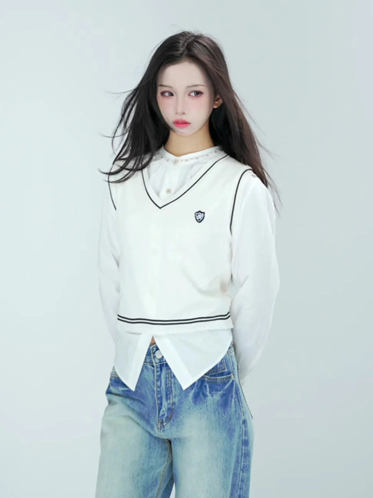 Японская мода Pure Desire for Small People to Wear Тонкий жилет Женский Осень 2024 Новый вязаный