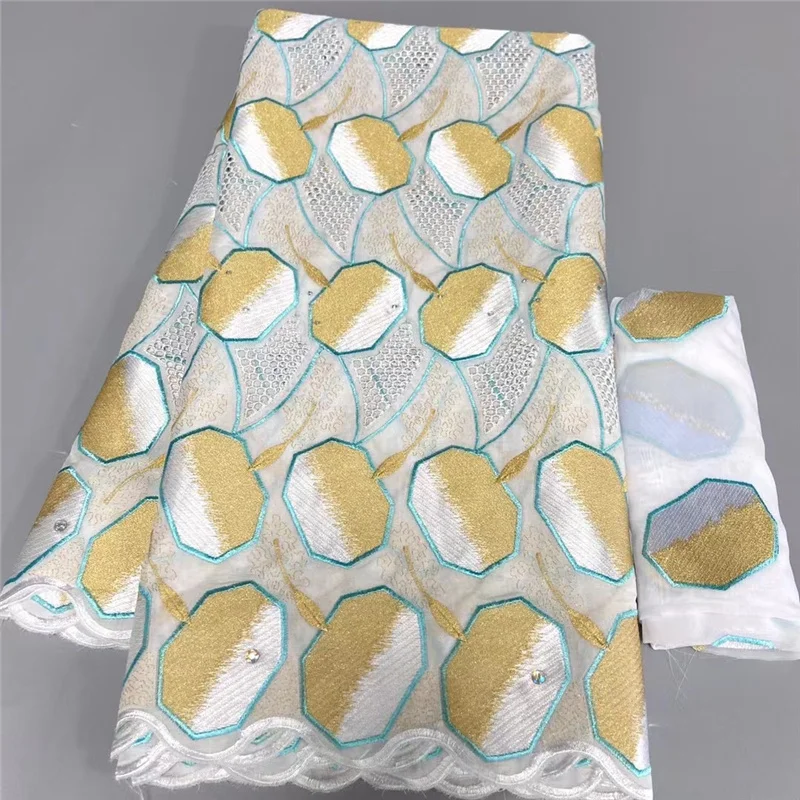 

5 + 2 ярда швейцарская ткань новейшая Тяжелая вышивка бисером Африканская Хлопковая вуаль кружева популярная 2022 Дубай Стиль для свадебвечер...