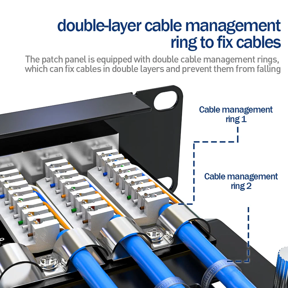 Фото Natalink 24-портовая экранированная патч-панель CAT6A RJ45 CAT6A CAT6 CAT5E CAT5 Сетевой встроенный кабельный органайзер 1U 19-дюймовая патч-панель №2