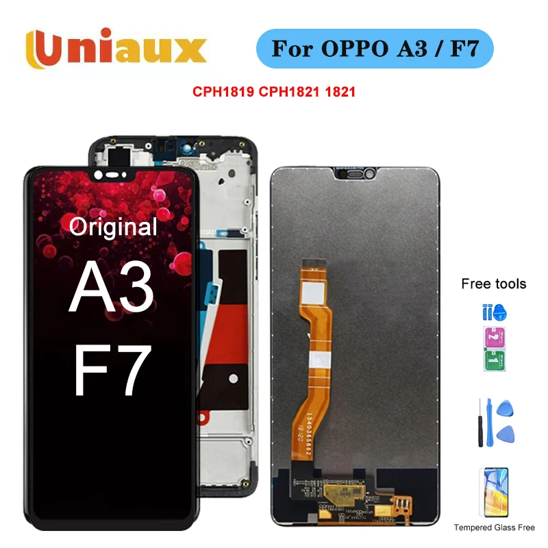 

6.23'' Original For OPPO F7 LCD CPH1819 Display Touch Screen Digitizer Assembly Replacement Parts For OPPO A3 LCD Display Uniaux