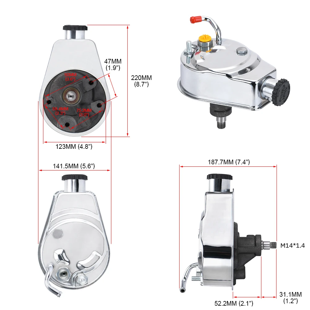 WA pompa wspomagania układu kierowniczego serii P 5/8 &quotшировой паз шкива вал хромированный