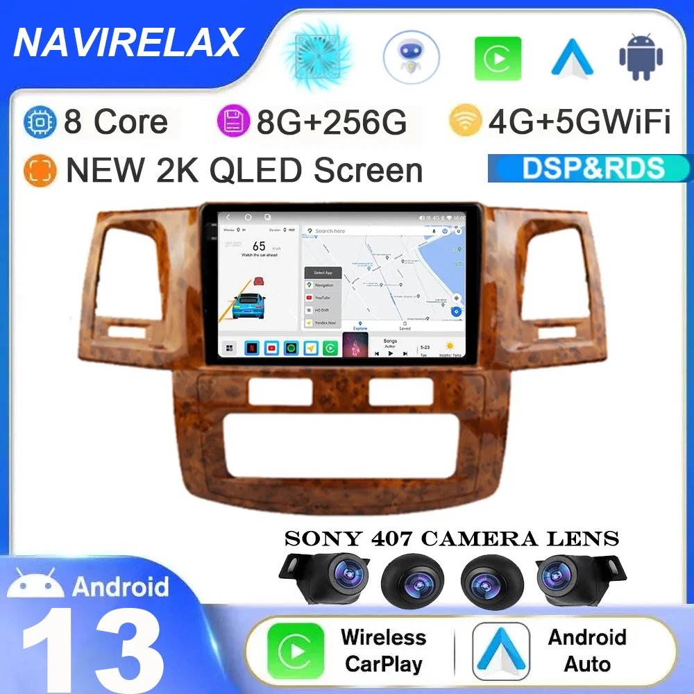 

Автомобильный радиоприемник Carpaly на Android 13 для Toyota Fortuner Hilux AT 2007, 2008, 2012, 2014, 2015, мультимедийный видеоплеер, GPS-навигация, DSP BT