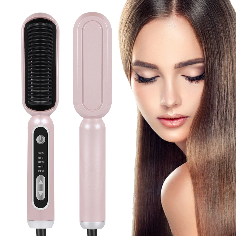 

Professional Hair Straightener Brush Negative Ionic Hair Straighteners Hot Comb 30S Fast Heating Straightening Iron For Hair