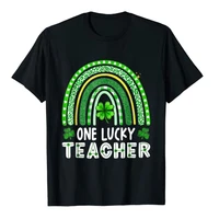 one lucky teacher rainbow st patrick%e2%80%99s day t shirt graphic tee tops holiday clothes