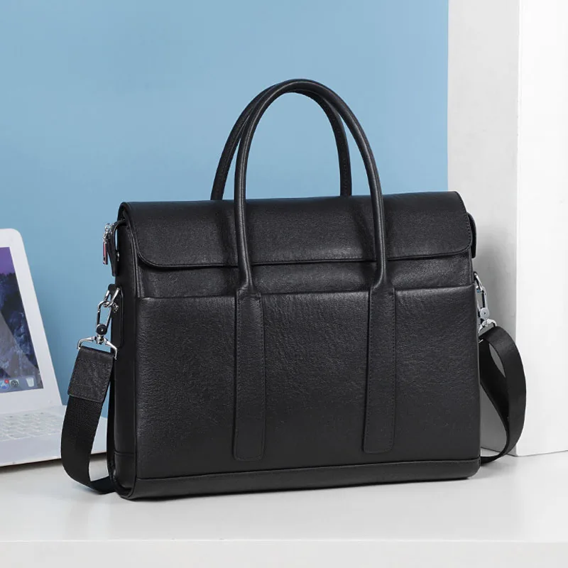 EUMOAN  Handbag Men's bag New leather business briefcase men's bag cowhide computer bag file large capacity