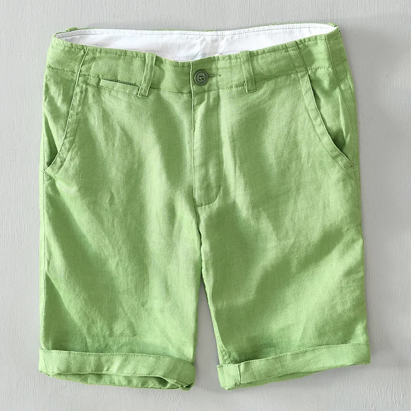 

100% Pure Linen Sorts Fpr Men Summer New Fasion Loose Beac oliday Sorts Man Casual Sorts Plus Size Y2894