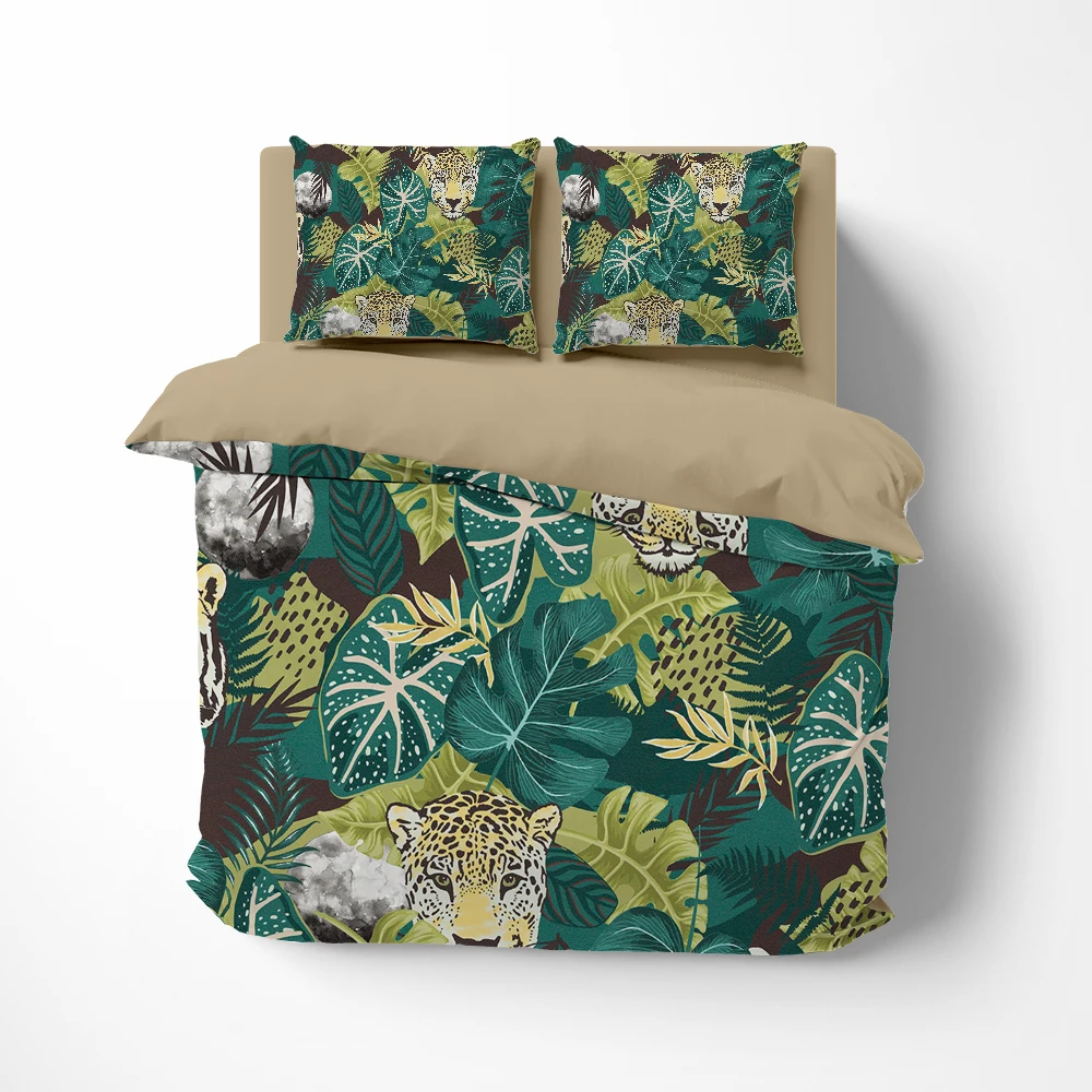 Набор постельного белья разных размеров с рисунком тропического пейзажа |