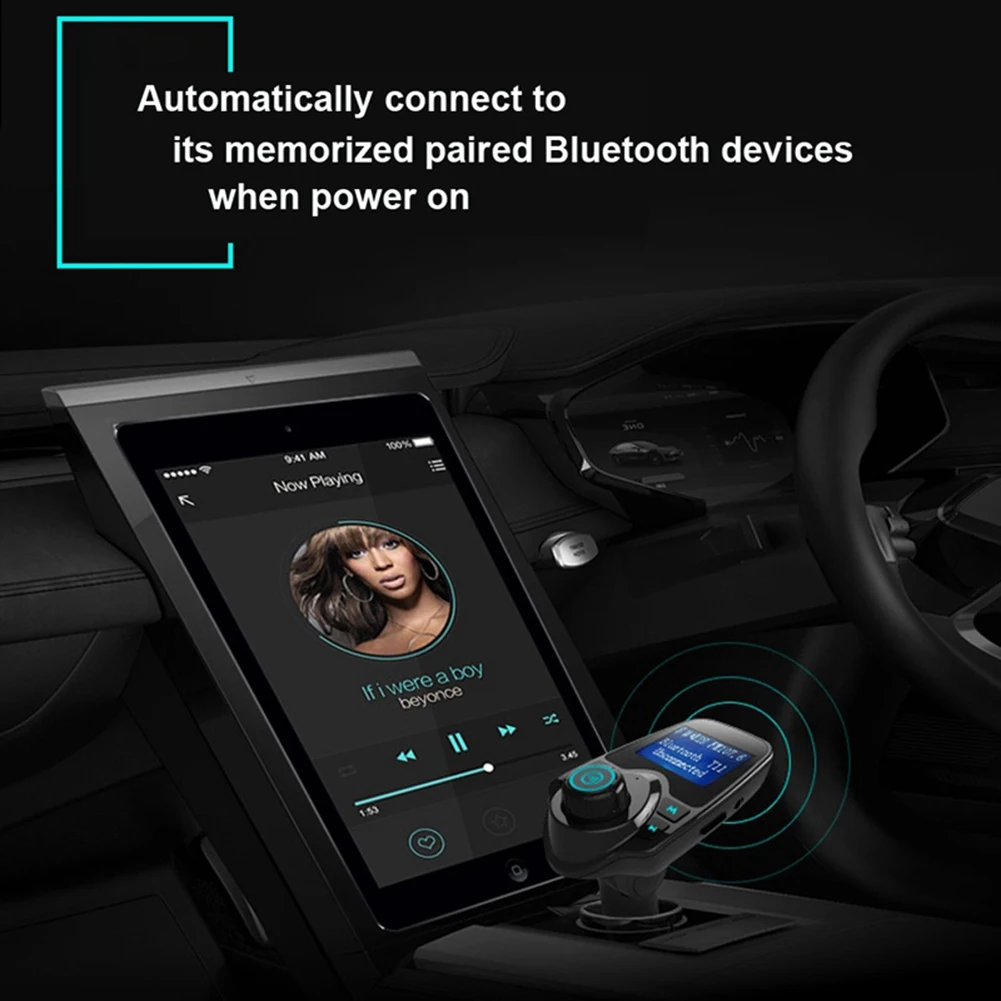 T11 беспроводной ЖК-экран автомобильный Bluetooth FM-передатчик Mp3-плеер громкой связи