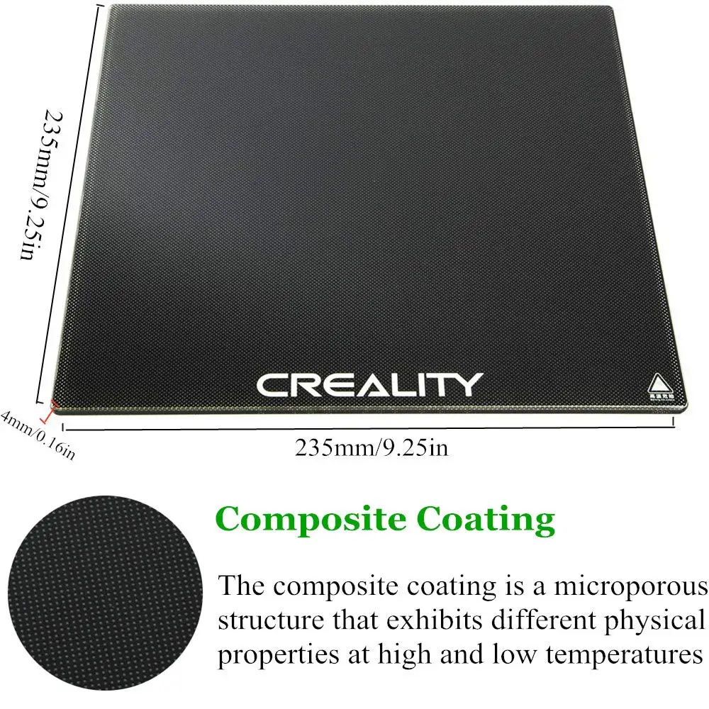 Фото Стеклянная платформа для 3D-принтера CREALITY Ender-5 Pro/Ender 3V2, 235*235*4 мм, из карборундового стекла, для Ender 3 №3