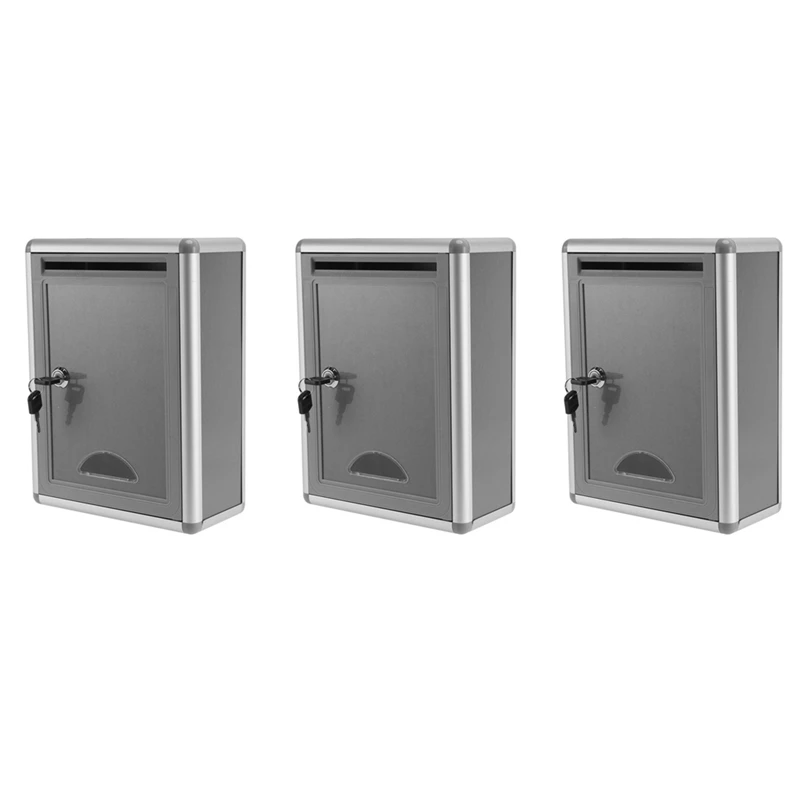 

3X Vintage Aluminum Alloy Lockable Secure Mail Letter Post Box Mailbox Post Box For Home Garden Ornament Decor