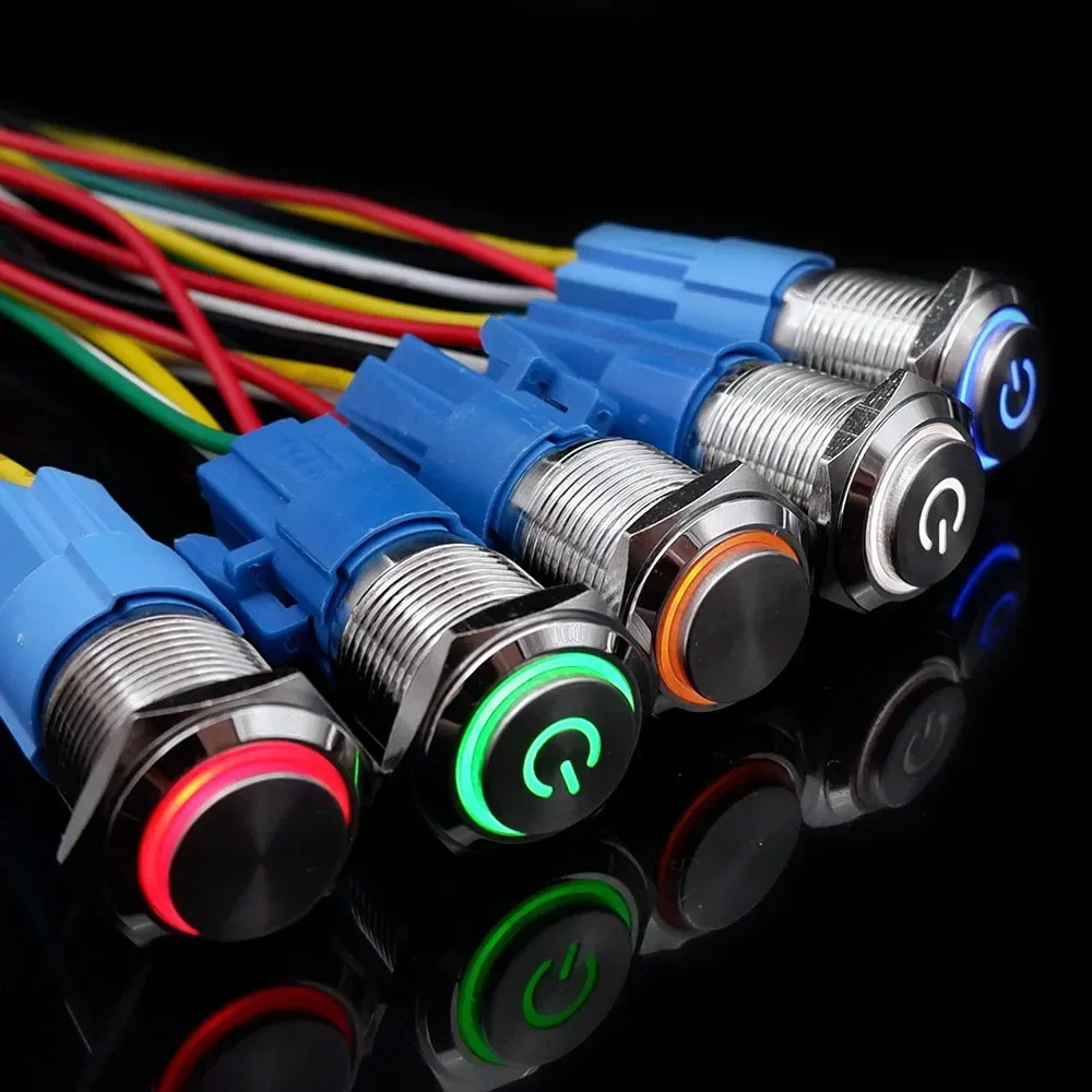 12 16 19 22 мм Металлический кнопочный переключатель с проводным выключением питания
