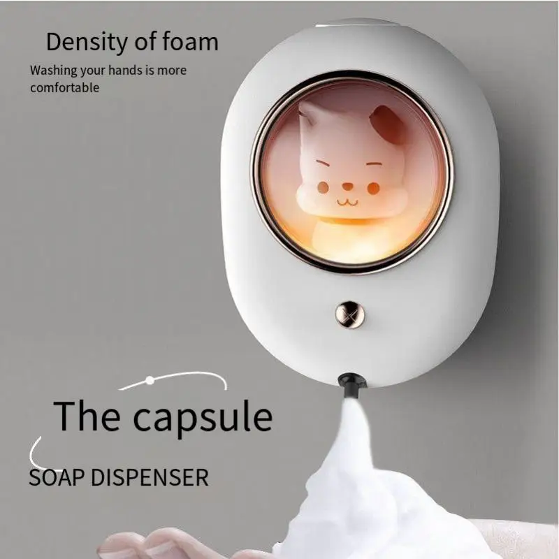

New Cute Automatic Foam Soap Dispenser Wall Mount Hand Washing Machine With USB Charging Bathroom Inductive Hand Sanitizer