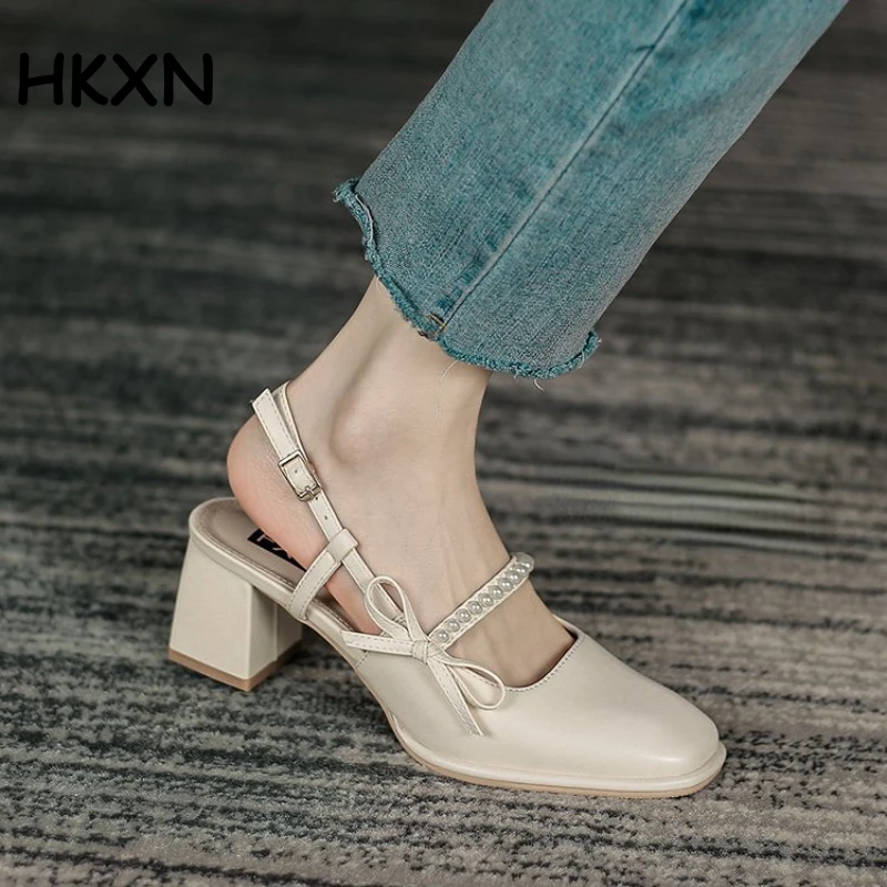 

Sandals Women's 2022 New Fashion Square Head Thick Heels High Heels Two Wear Baotou Skirt High Heels Cute Fairy Style Y
