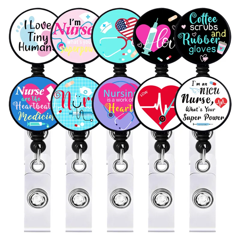 

1pc Quality Retractable Nurse Doctor Badge Holder Fashion Stethoscope Love Heart Keychains Lanyard ID Card Holder