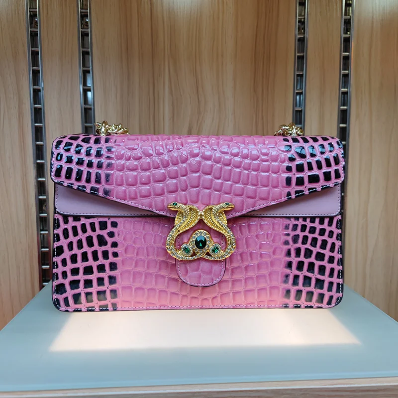

Women's Leather Shoulder Bag Luxury Designer Brand Chain Color Handbag Fashion Square Ladies Crossbody Bag Trendy Evening Bag