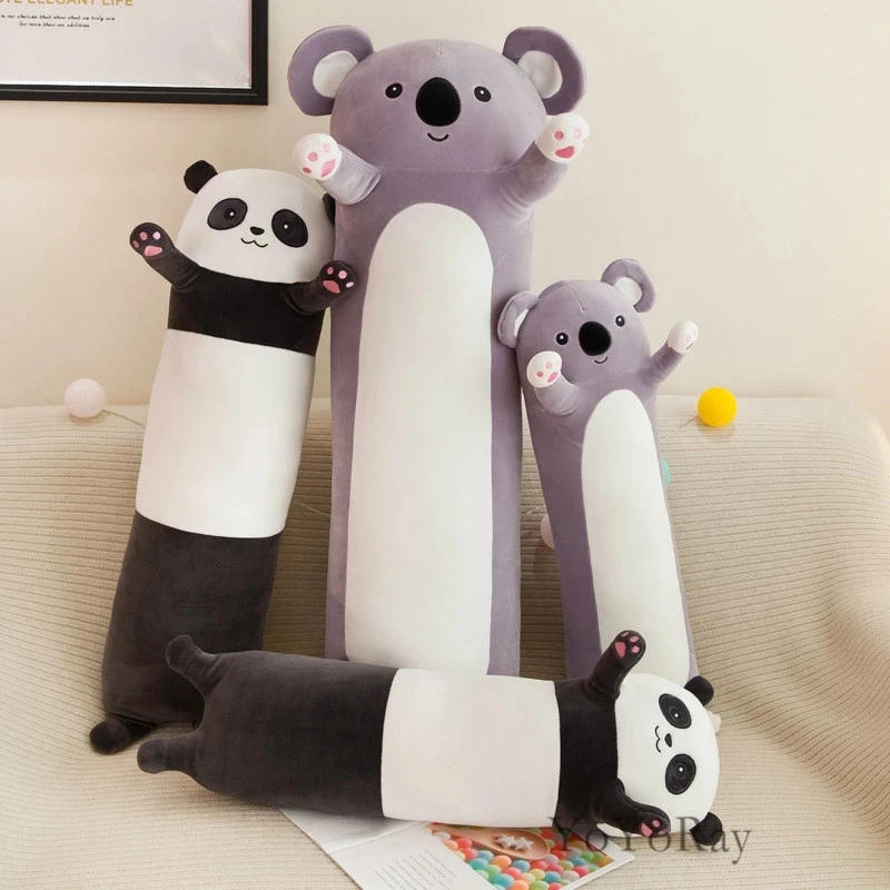 70-130cm Long Giant Plush Panda Toy Cylidrical Animal Bolster Pillow Koala Stuffed Soft Plushie Dolls Kids Sleeping Peluche