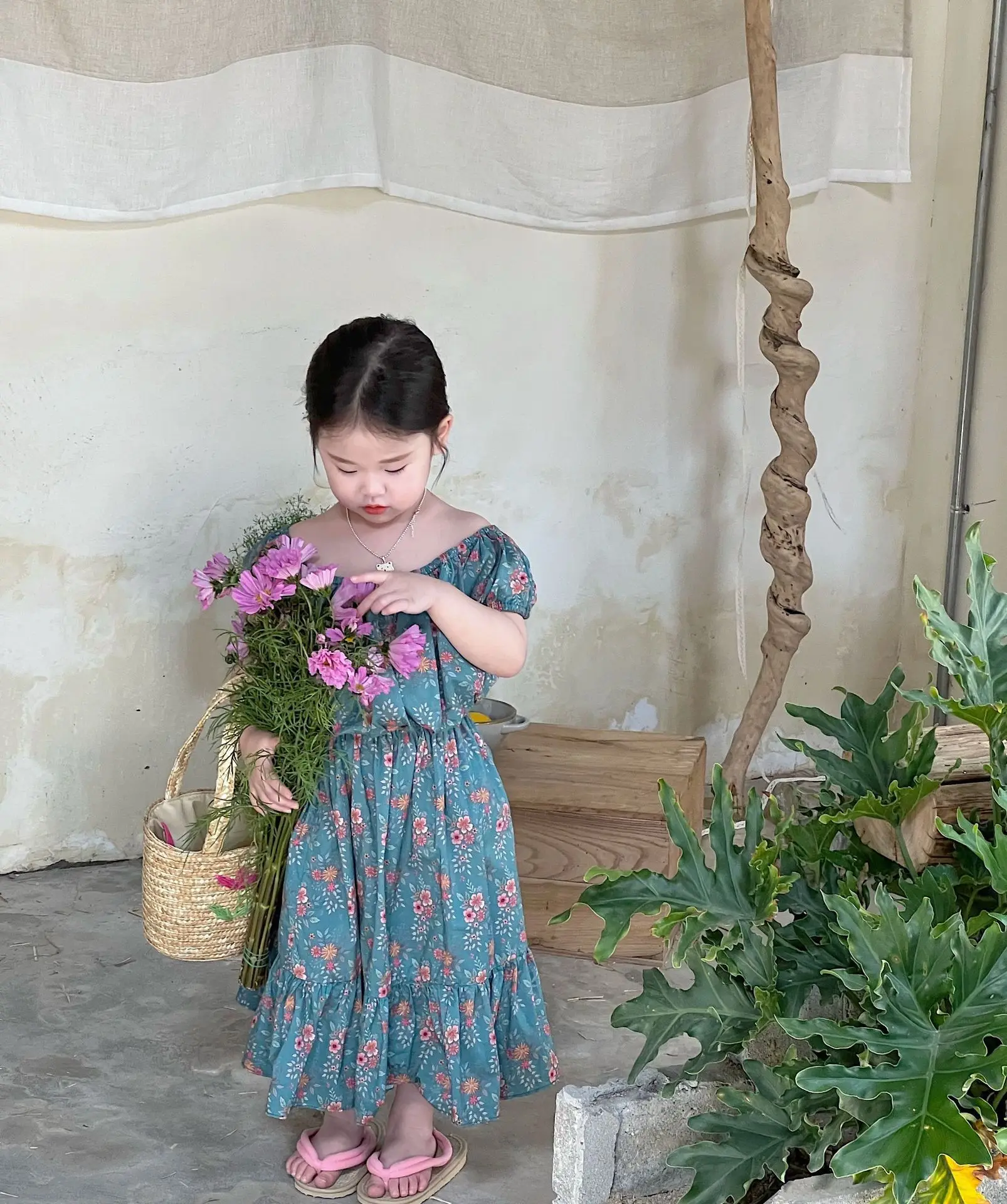 RiniLucia 2pcs Kid Baby Girl Clothes Sets Retro Floral Off Shoulder Crop Top Ruffle Tutu A-Line Skirts Outfit Set Clothes