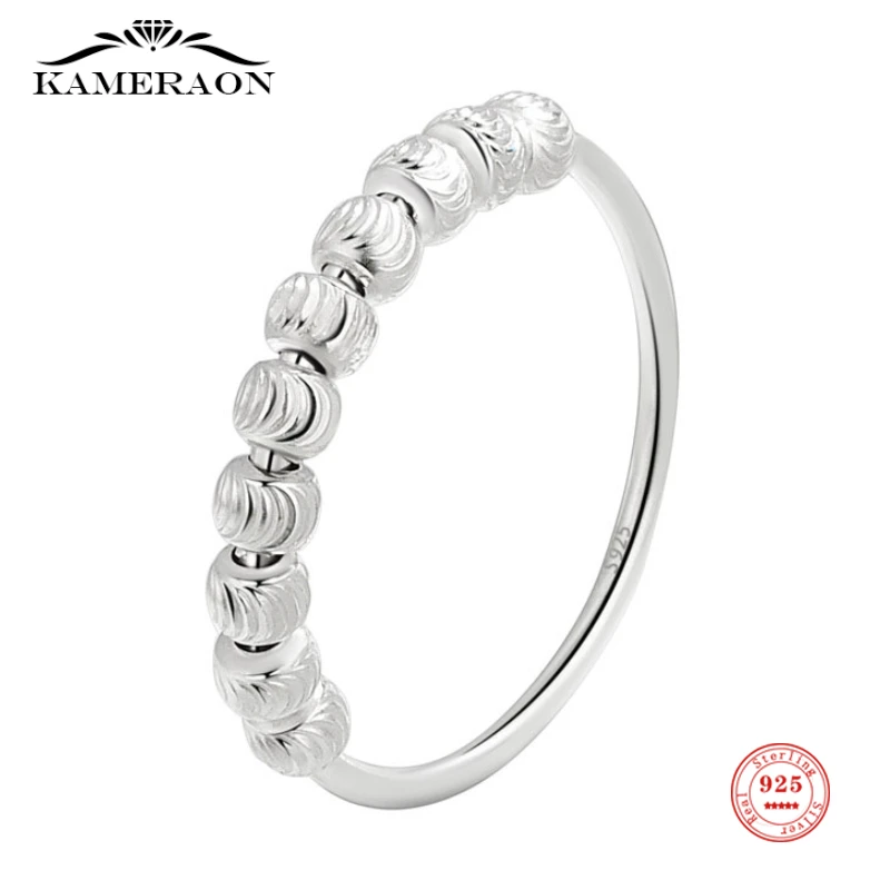 

Женское кольцо Kameraon, кольцо из стерлингового серебра S925 пробы с простой вращающейся бусиной, ювелирное изделие на день рождения, свадебный ...