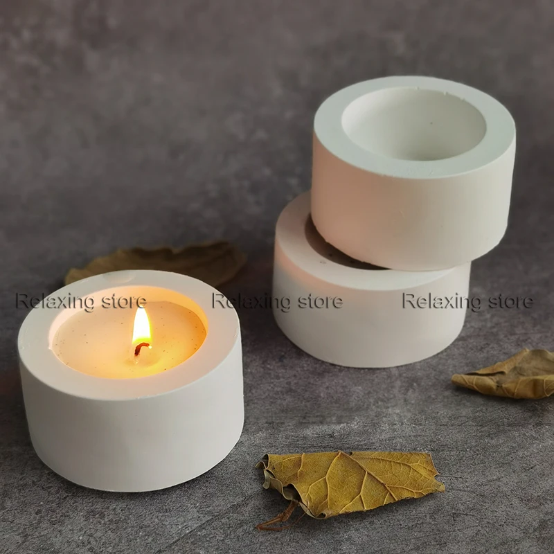 

Round Concrete Candle Holder Silicone Mold DIY Candlestick Home Decor Plaster Candle Cup Container Cement Flower Pot Mould