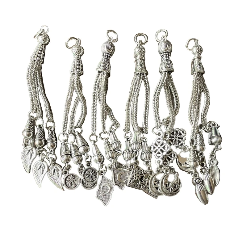 

N58F 18 Pcs 6 Different Styles Muslim Islamic 33 Tassel Pendants Diy with Rosary Jewelry Accessories for Making Ornament