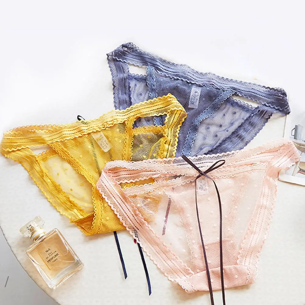 

Girls sexy lace panties Japanese sweet bow-knot polka-dot ladies low-waist breathable briefs