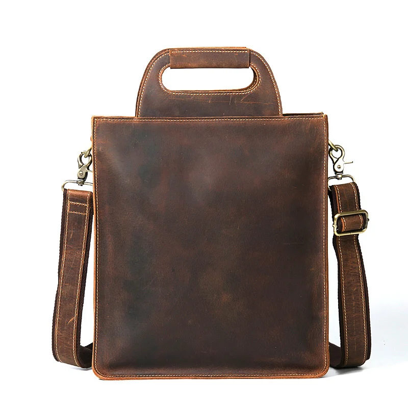 Genuine Leather Men's Messenger Bag Shoulder Crossbody Bag For 12 inch laptop Men Cow Leather Briefcase Vintage Handbag Tote