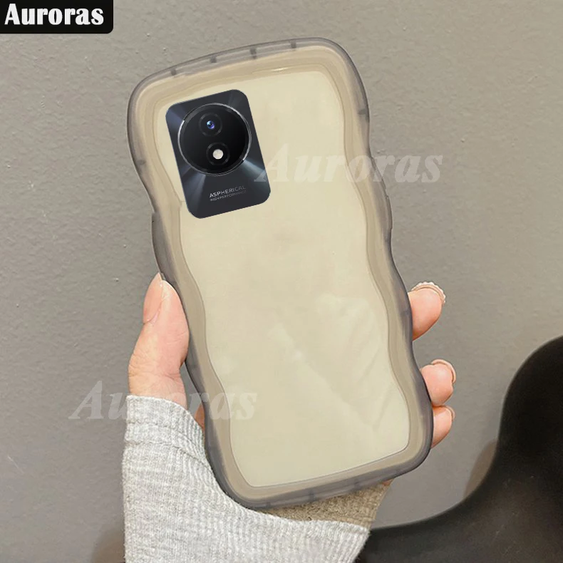 Auroras для VIVO Y02 чехол однотонная прозрачная волнистая изогнутая рамка силиконовый чехол для VIVO Y02T Y02A защитная задняя крышка для камеры