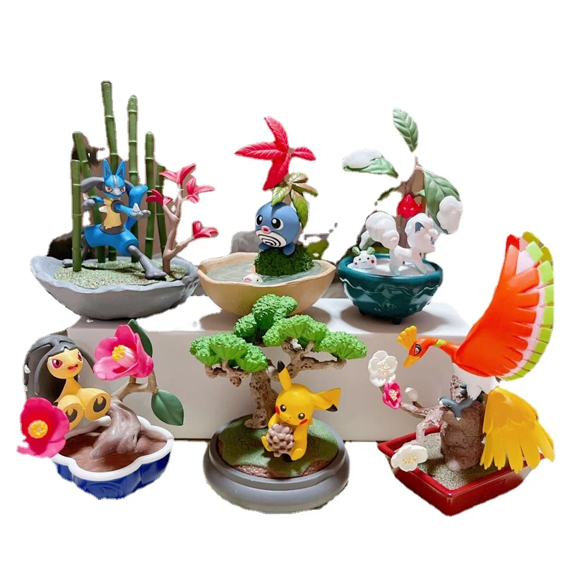 Хобби фигурки героев оригинальные игрушки покемон в горшке Lucario Vulpix Ho-Oh растения