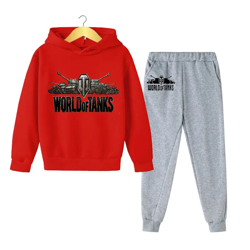 

2022 Spring and Autumn New Tank World Weapon Print Cool Pullover Kids Suits Hot Selling Boys and Girls Sportswear Hoodie