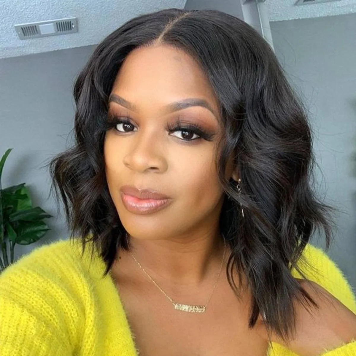 UNIKY 4x4 объемная волна фронтальный боб-парк плотность 150 человеческие волосы Remy