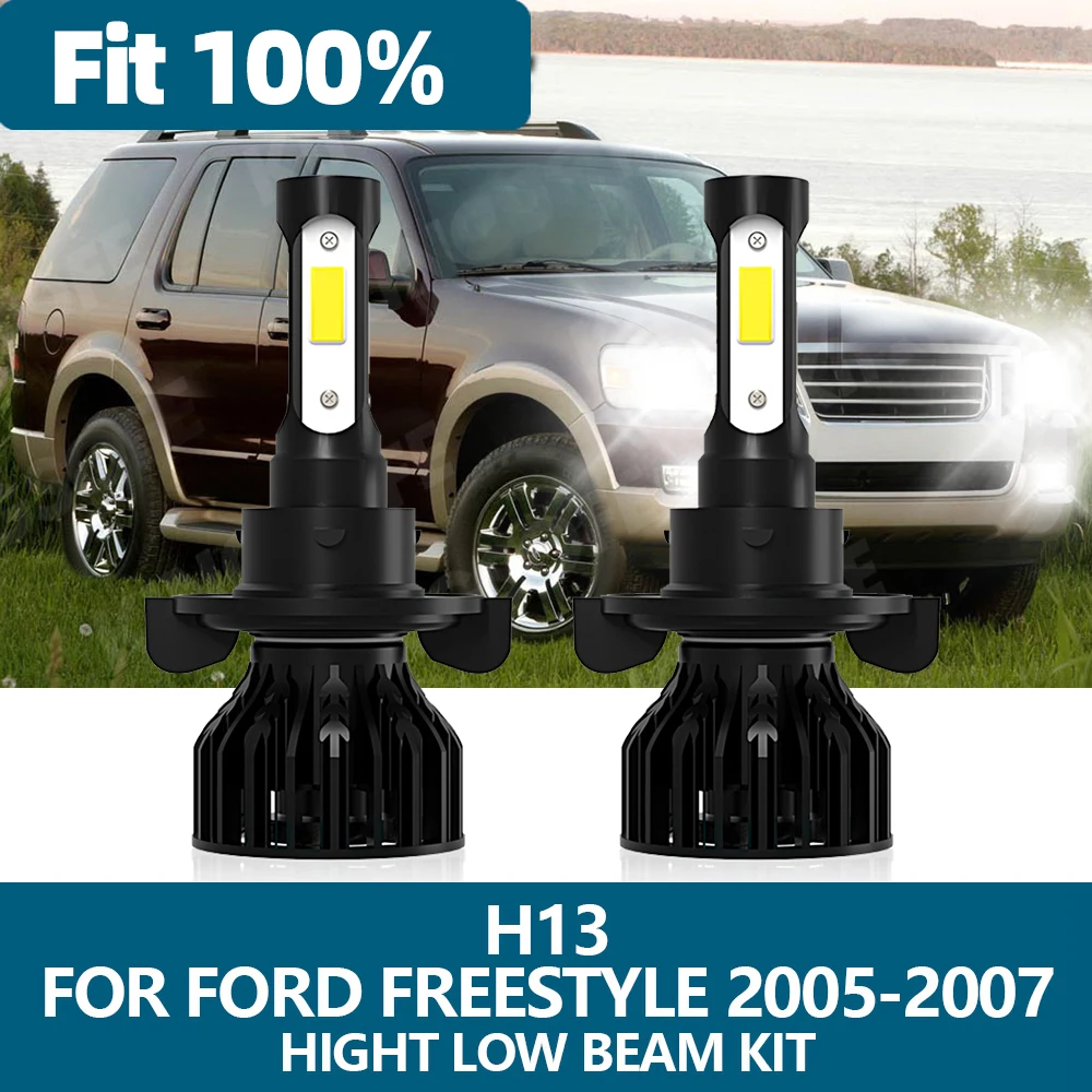 

2Pcs LED Headlight H13 9008 Car Light 6000K 10000LM 100W COB Chip High Low Beam Bulbs Kit For Ford Freestyle 2005 2006 2007