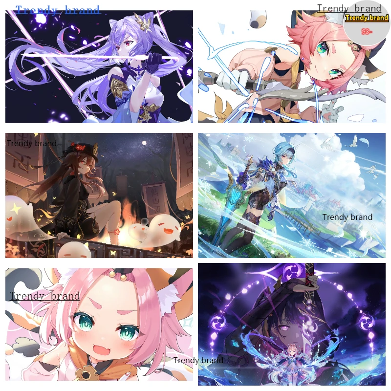 

Genshin Impact Anime Kawaii Cartoon Canvas Painting Art Nordic Posters and Prints Wall Pictures for Living Room Decor Frameless