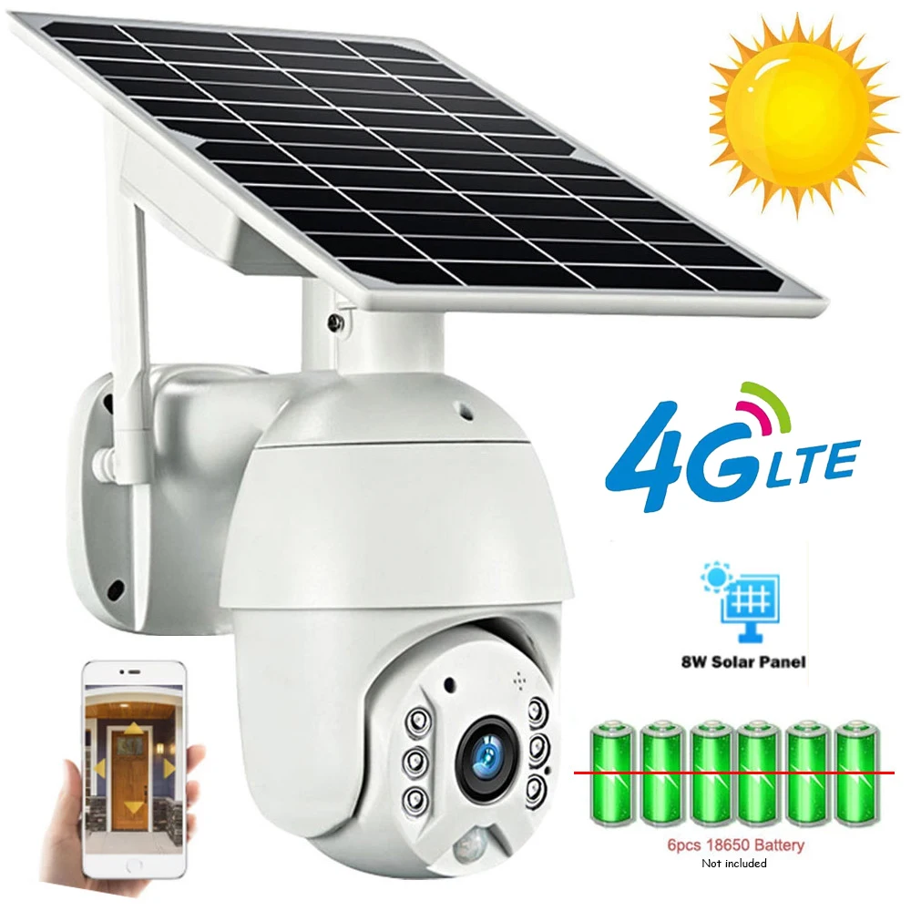 Купить Shiвоенia PTZ Ip-камера на солнечной батарейке 4G SIM версия купольная камера солнечная панель LTE облако SD карта монитор наружная Безопасность Свет...