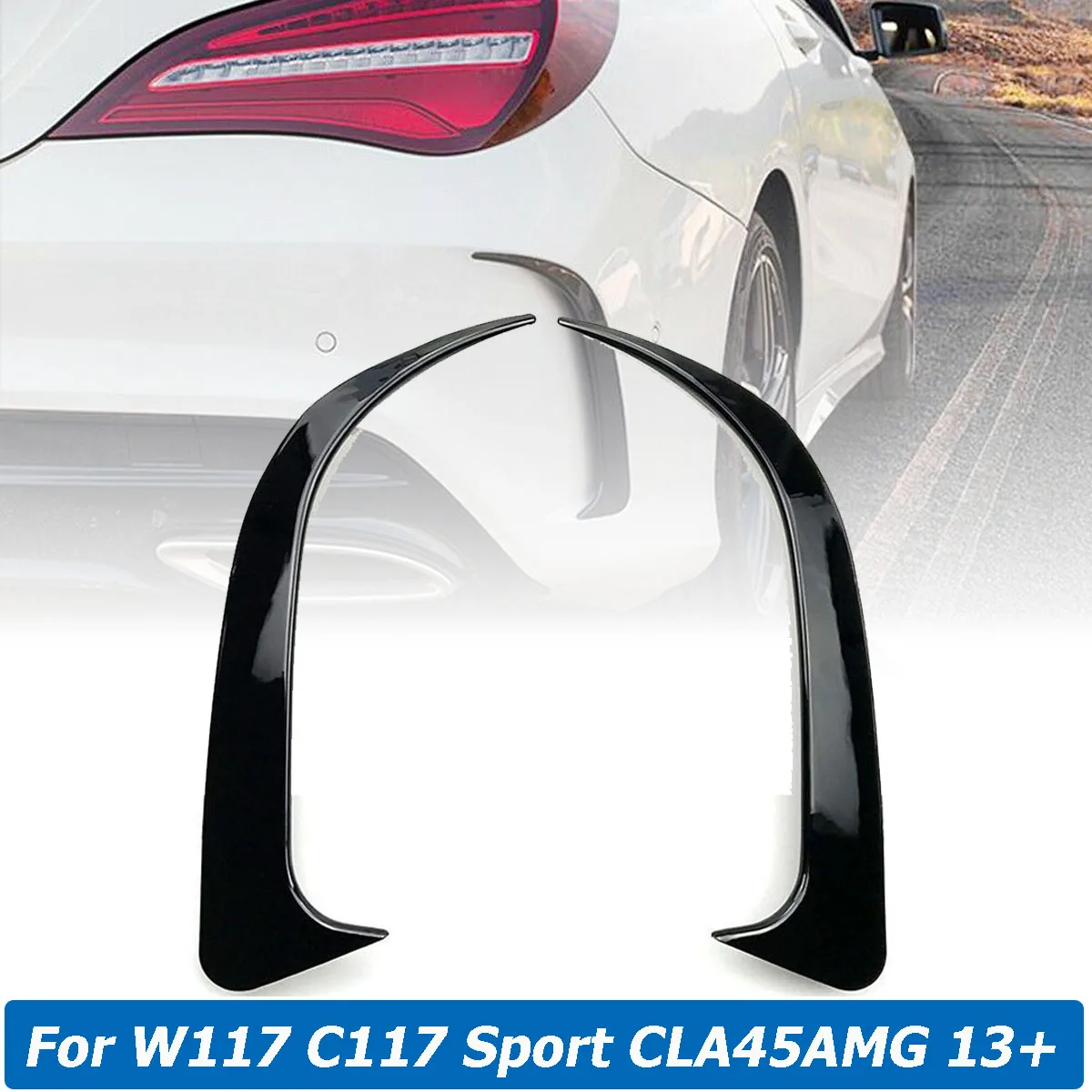 C117 Rear Bumper Splitter Cover Canards Aprons Sticker For Mercedes Benz W117 CLA200 CLA250 CLA45 AMG 2014-2018 Car Accessories