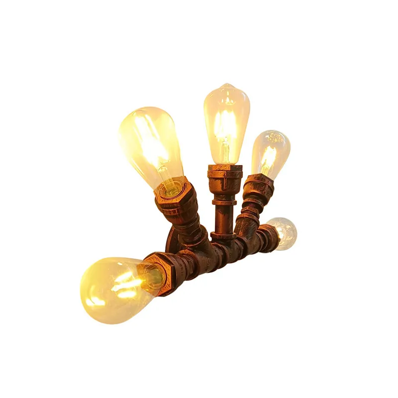 

Loft Decor Interior Water Pipe Wall Lamps 5 Head Metal Vintage Sconce Light Fixture For Kitchen Bedroom Wall Lamp Home Lighting