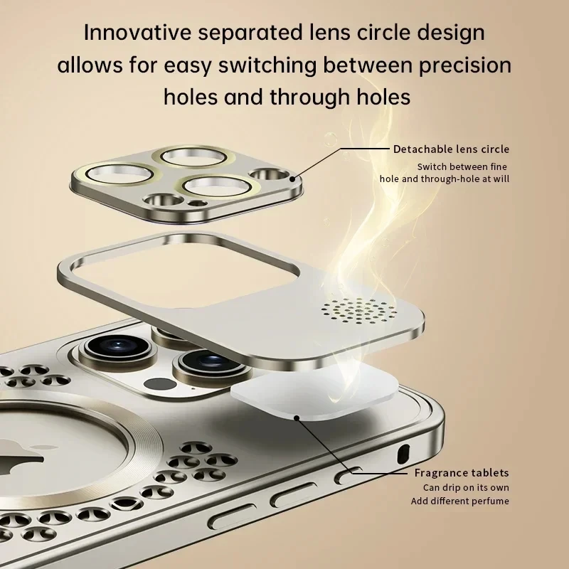 Магнитный металлический чехол для телефона с рассеиванием тепла iPhone 15 14 13 12 Pro Max