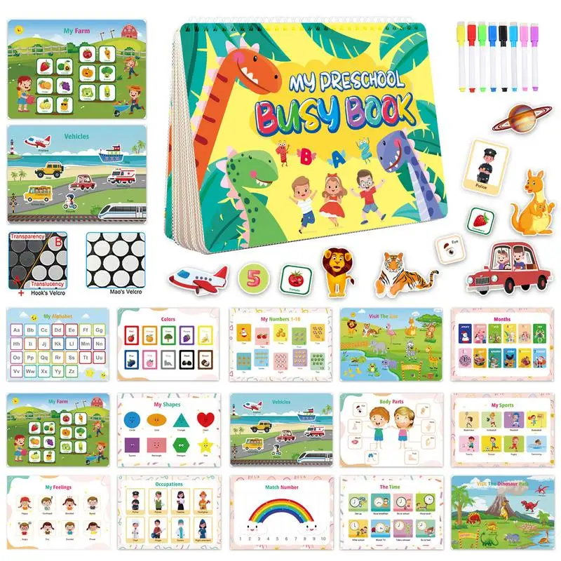 

Busy Book Preschool Learning Book Travel Montessori Toy Reusable Early Learning Educational Sensory Book For Toddler Kids Girls