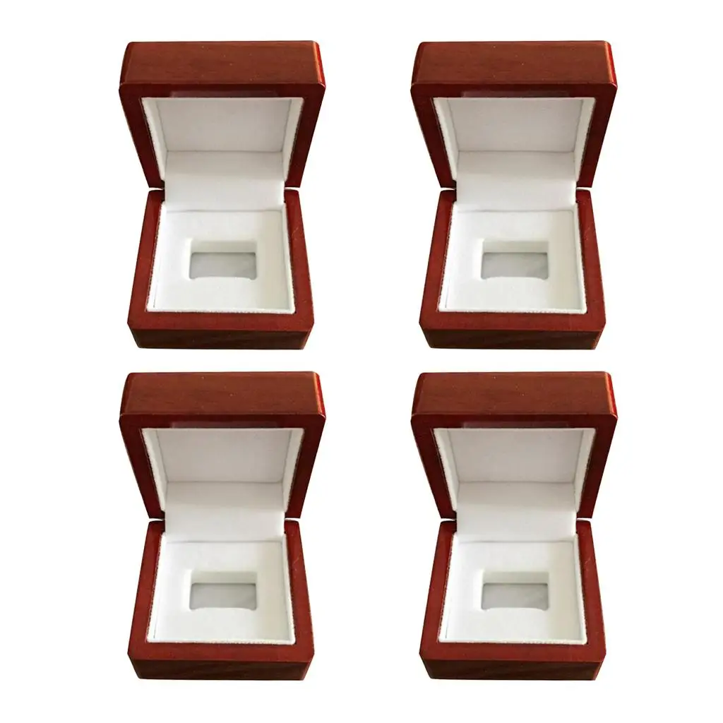 

4Pcs Mini Portable Display Case Wooden Box Wine Red Single Hole 65x65x50mm