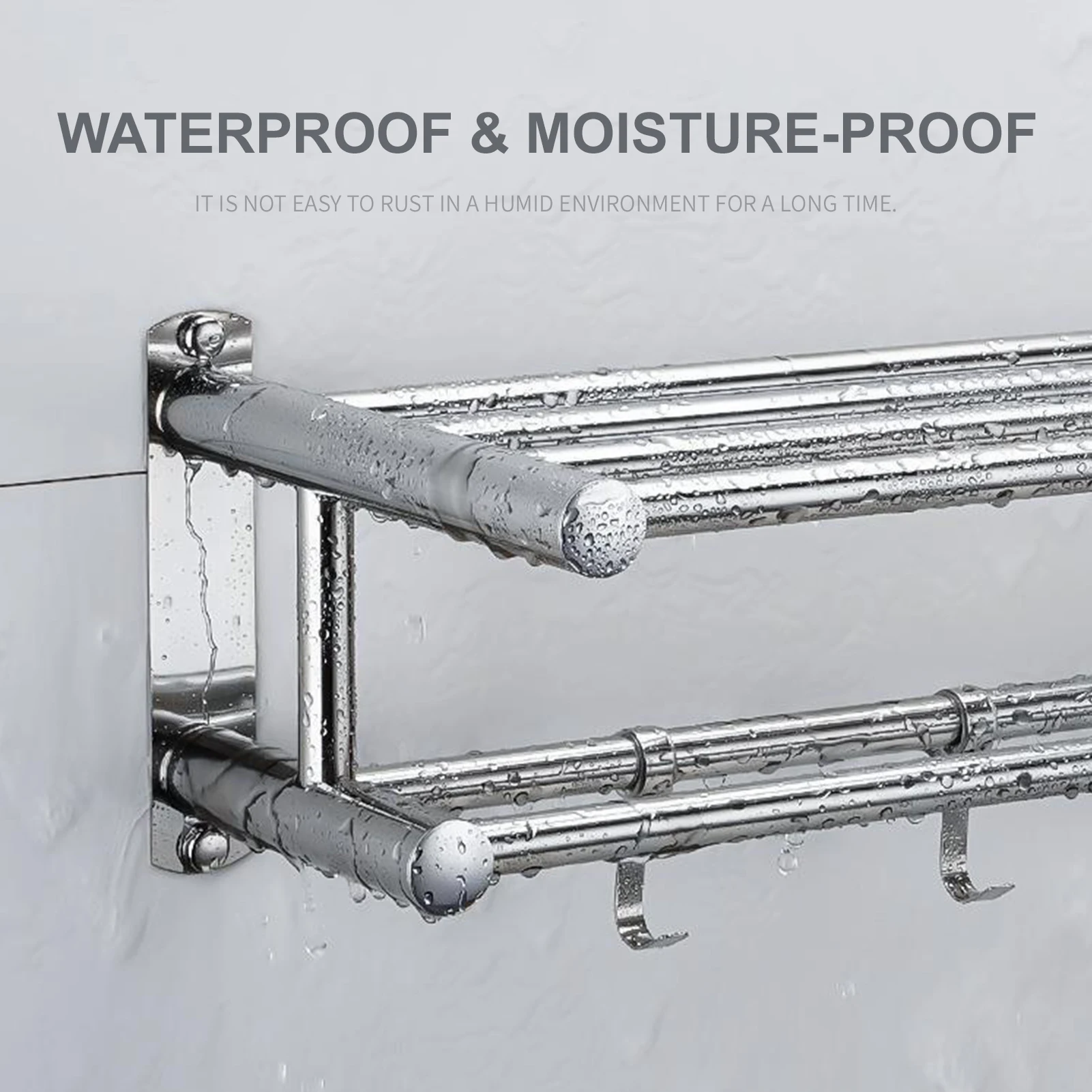 Вешалка для банных полотенец Двухслойные полки ванной комнаты с 4 съемными