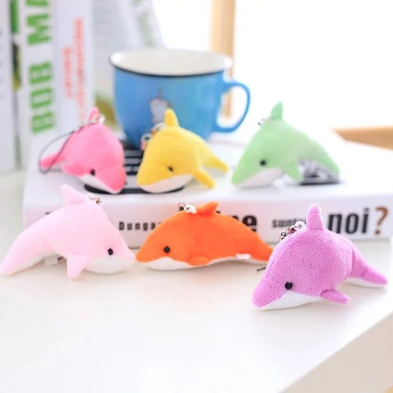 

Cute Cartoon Dolphins Plush Doll Keychain Stuffed Animal Dolls Keyring For Women Bags Pendant Party Wedding Gifts