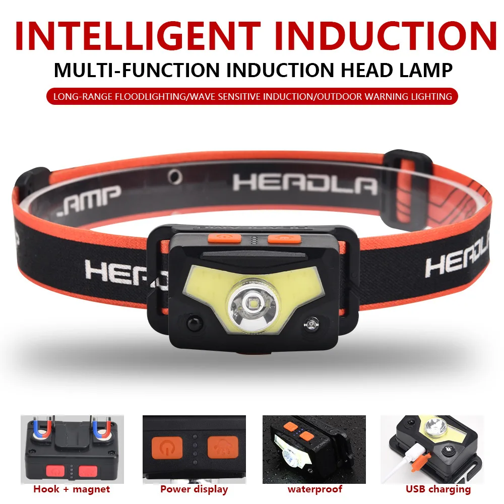 

6Modes Newly Upgraded Induction Headlight USB Charging Wave Induction LED Outdoor Warning Running Headlight