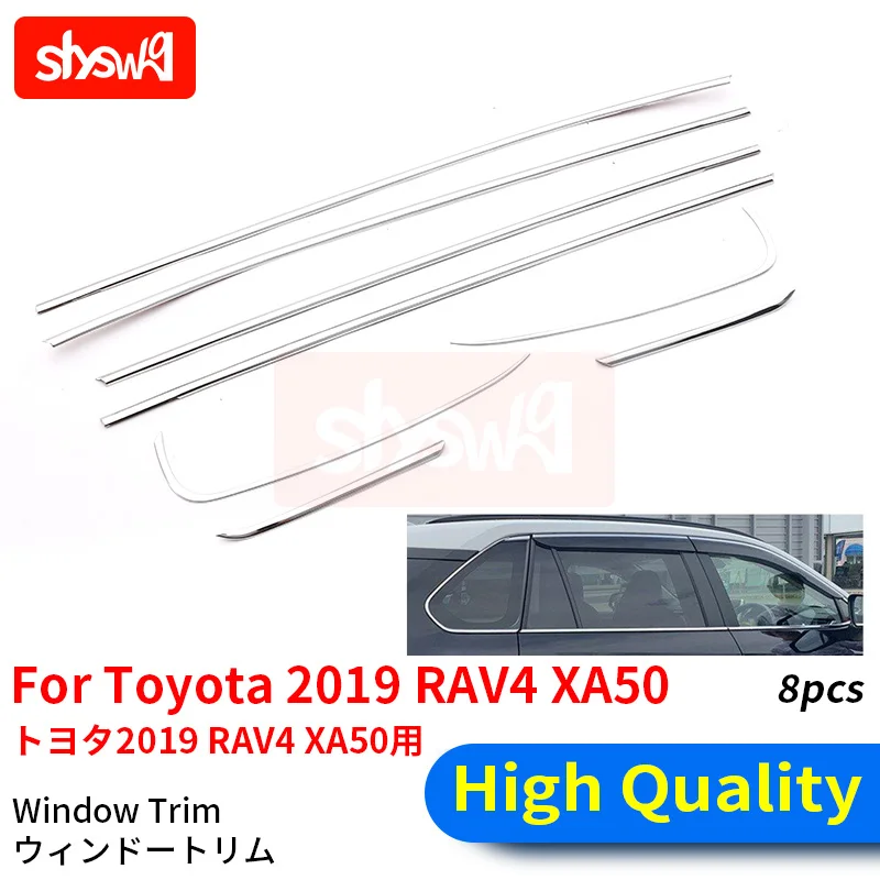 

Stainless Steel Exterior Window Cover Trims for Toyota RAV4 XA50 Windows Sill Lid Accessories Silver Sequin Sticker Car Styling