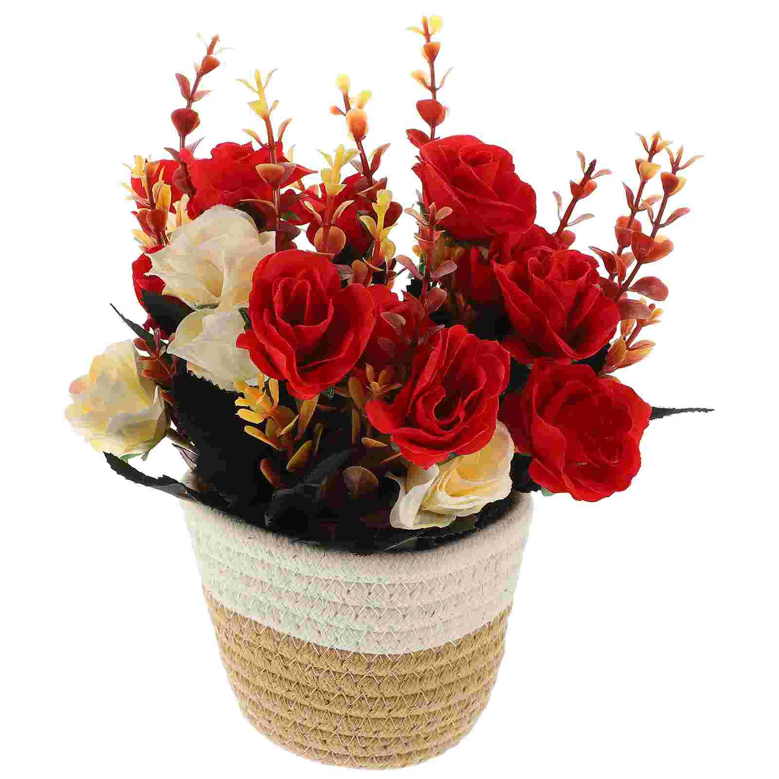 

Decor Lifelike Small Bonsai Simulation Potted Plants Fake Decorative Emulated Rattan Artificial