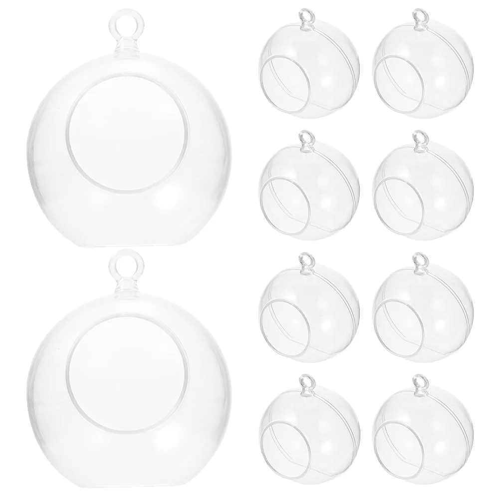 

10 Pcs Christmas Decoration Ball Clear Glass Vase Fillable Ornament Plastic Party Tree Decorative Fake Bubbles