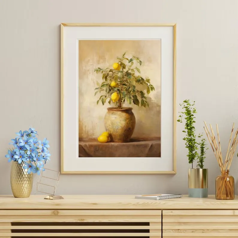 Средиземноморское летнее Лимонное дерево фрукты натюрморт прибрежный ландшафт