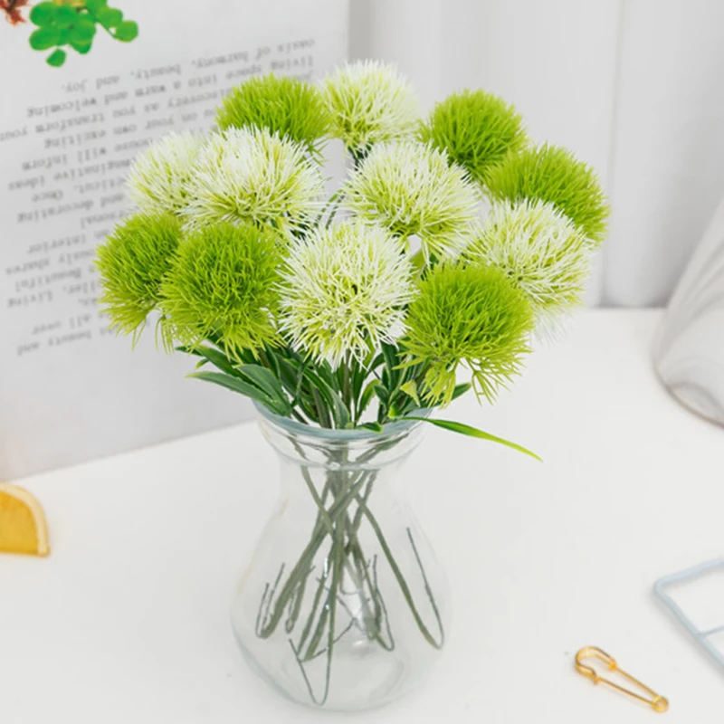 

10 pcs Pack Silk Dandelion Ball Fake Flowers DIY Home Wedding Decoration Artificial Flower Bouquet Valentine's Day Gift home