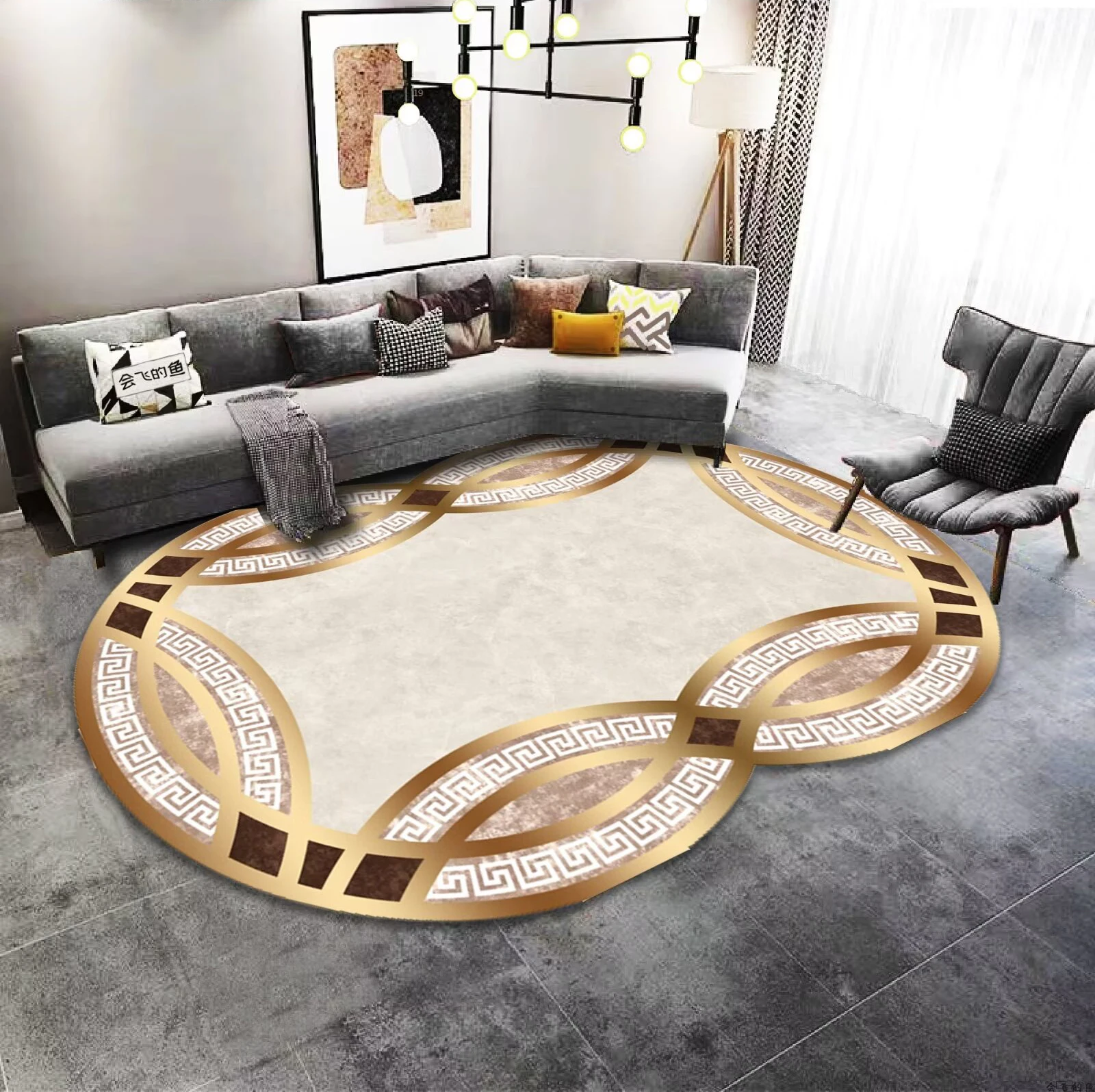 

Золотой овальный ковер для спальни