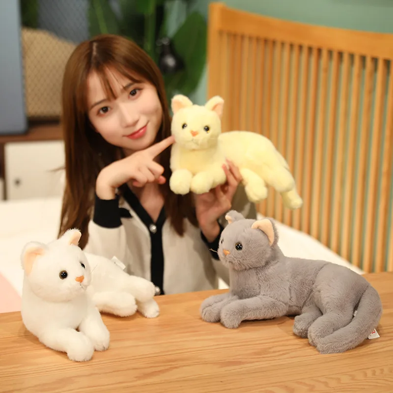

New Cat Doll Pet Toys Stuffed Lifelike Siamese Cats Plush Toy Simulation American Shorthair Home Decor Gift for Girls Birthday
