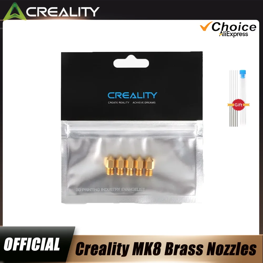 Фото Сопла из латуни Creality MK8 0.1/0.2/0.4/0.6/0.8/1 мм для 3D-принтеров CR10, CR10S, Ender-3 №1